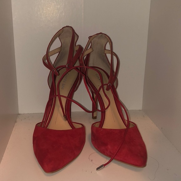 New Gianni Bini Renell Ankle Strap Pumps Red - Picture 3 of 4